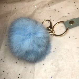 Blue Fluffy Pom Pom Keychain